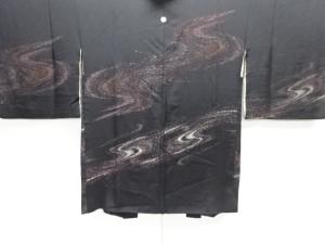 大正ロマン　流水模様織り出し漆一つ紋絵羽織